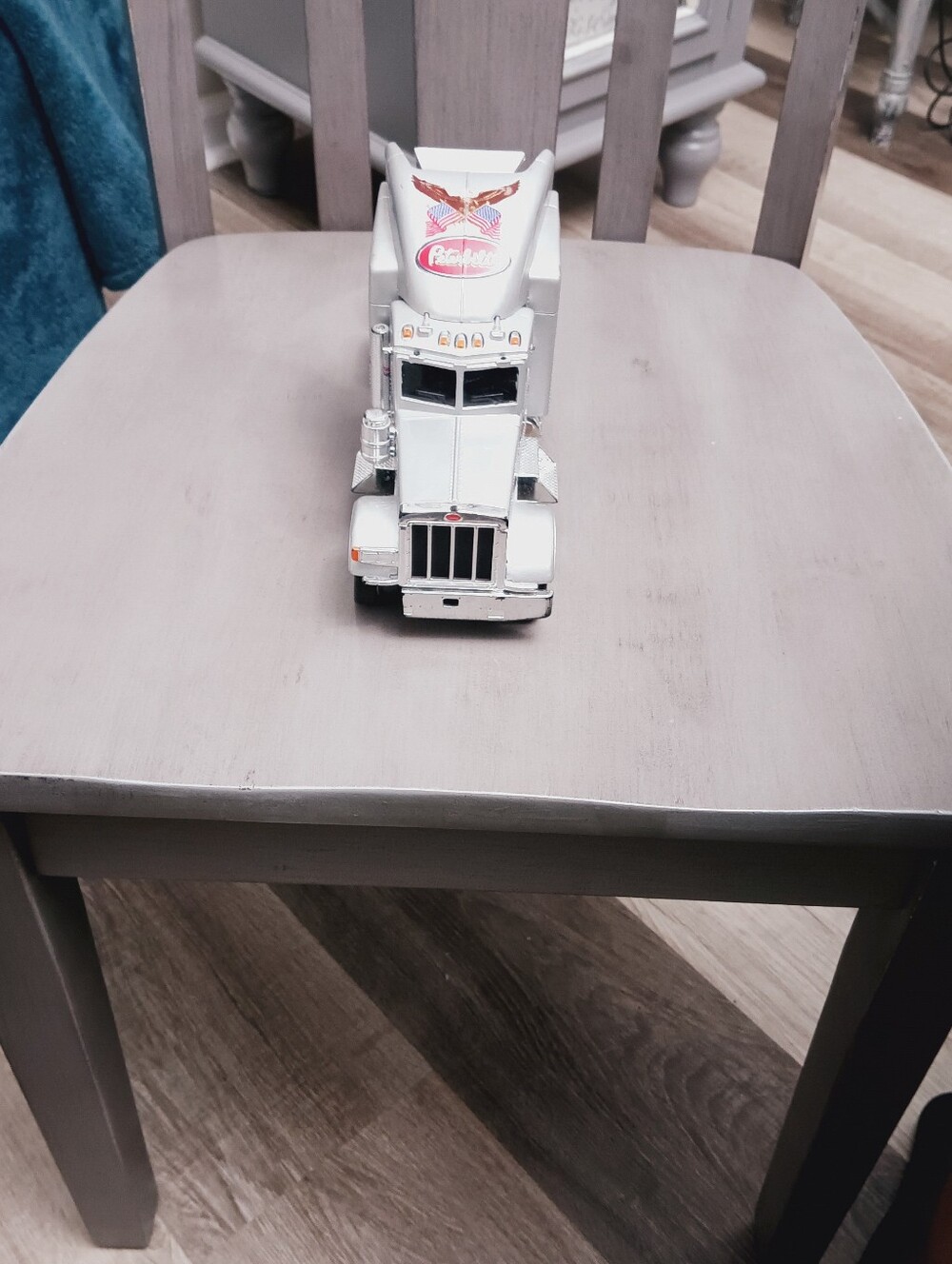 Silver Toy Semi Truck Decorative Accent - Welly Peterbilt 379